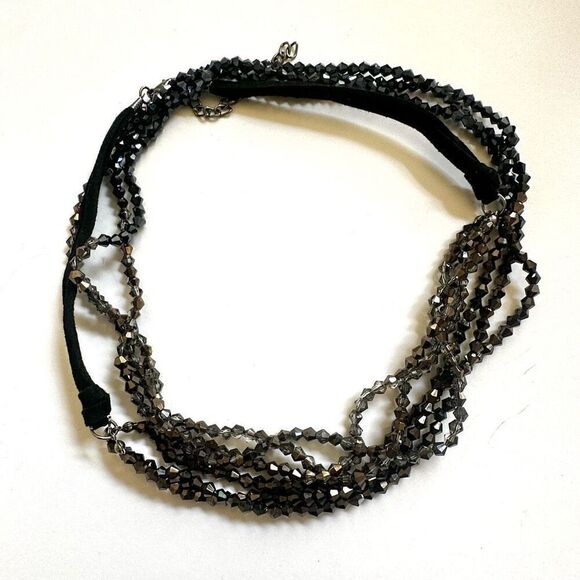 Grey beaded multi strand long necklace - Picture 3 of 8